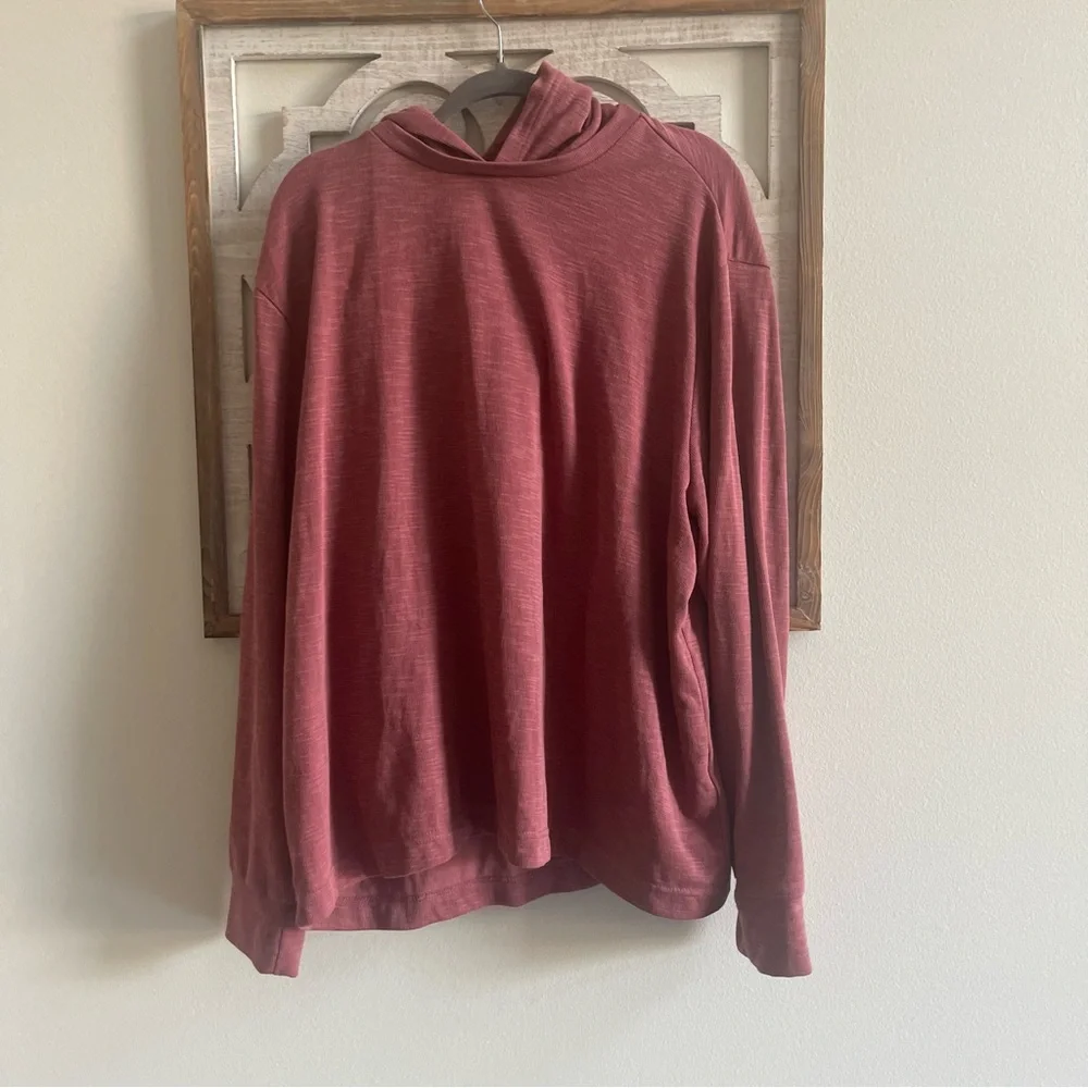 Banana Republic Mens XXL Slub‎ Knit Hoodie Mauve Dusty Rose Pullover Sweatshirt